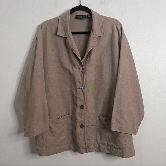 Style & Co. Jackets & Blazers - Style & Co Oversized Linen Blend Lightweight Jacket Women's 16W Blazer Career